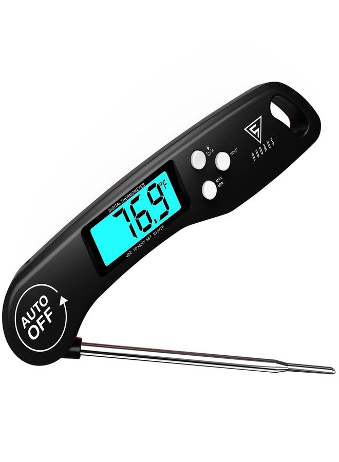 DOQAUS Digital Meat Thermometer, Instant Read Food Thermometer for Cooking with Backlit & Auto-Rotating Display, 4.6” Probe for Grilling, Baking, and Perfect BBQ - Black - Image 1